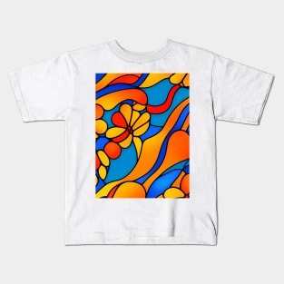 Vibrant Summer Flower  - Stained Glass Abstract Pattern Kids T-Shirt